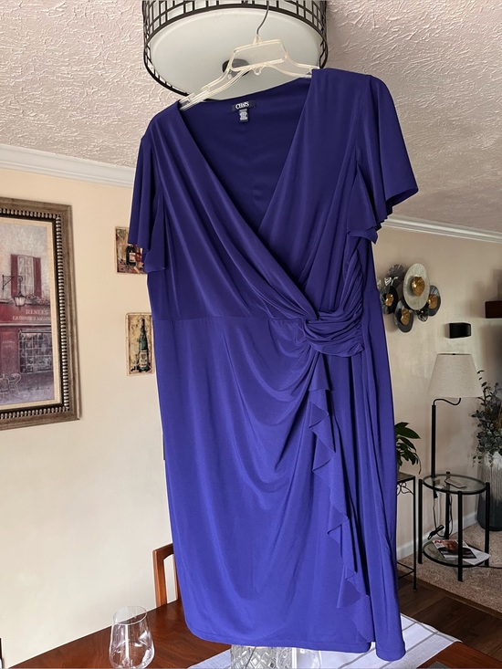 Chaps Dresses & Skirts - Chaps Royal Blue Faux Wrap Dress in Size 20W! Super flattering knot waist!